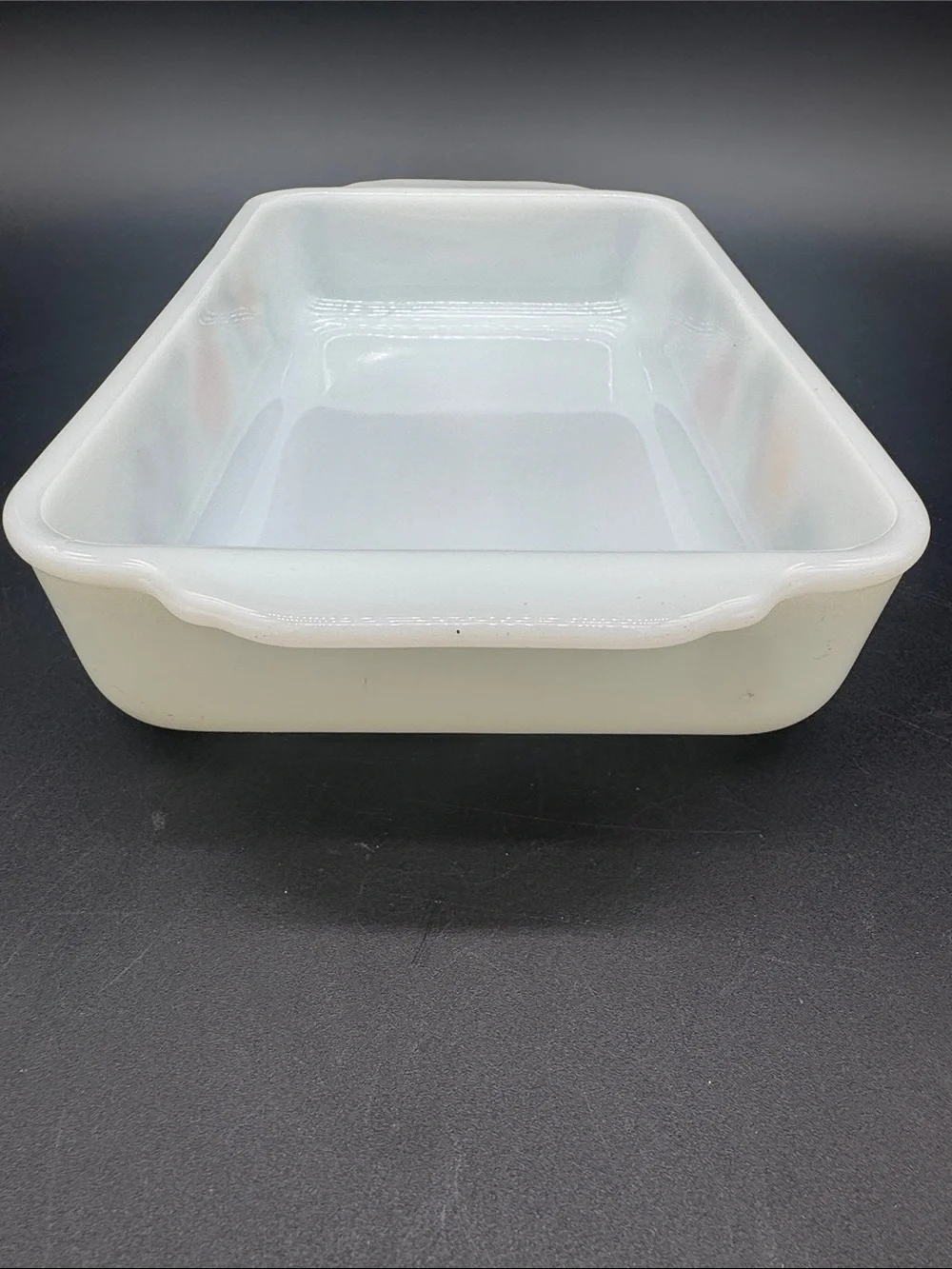 Fire King Gay Fad 1.5 Qt Casserole Milk Glass Fruit Painted Anchor Hocking #410